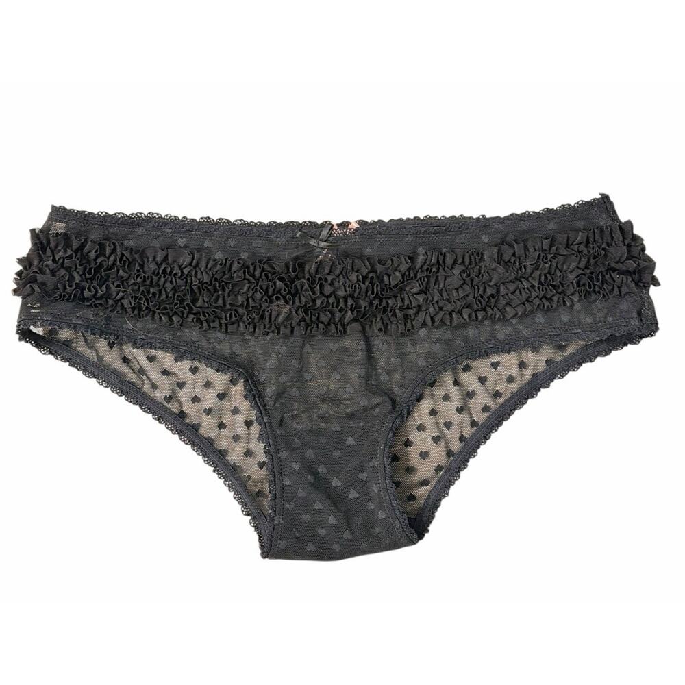 Rare VS Sexy Little Things Satin Ruffle Sissy‎ Bikini Panty Size M Black Vintage